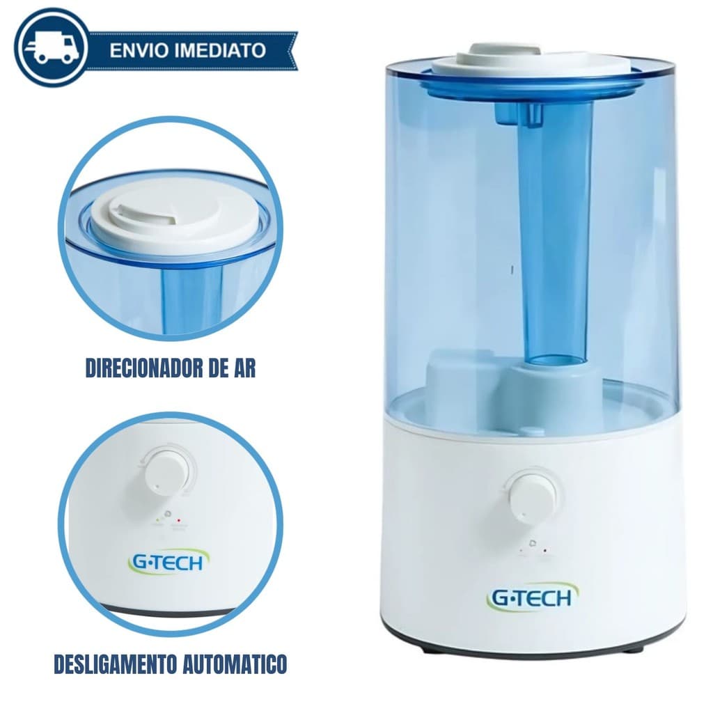 Umidificador Ultrassônico Allergy Free Hm 3 Litros Gtech Silencioso Dormir Melhor