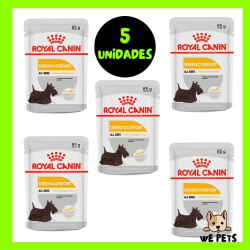 Kit 5 x  Ração Úmida 85g Royal Canin Sachê Dermacomfort para Cães Adultos