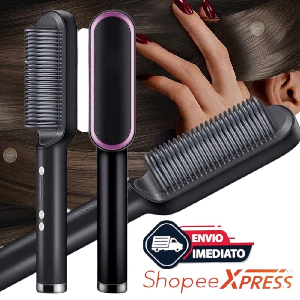 Escova Pente Alisadora Modeladora Elétrica 3 em 1 Alisa Hidrata Anti-Frizz 45w  Bivolt 110 220v