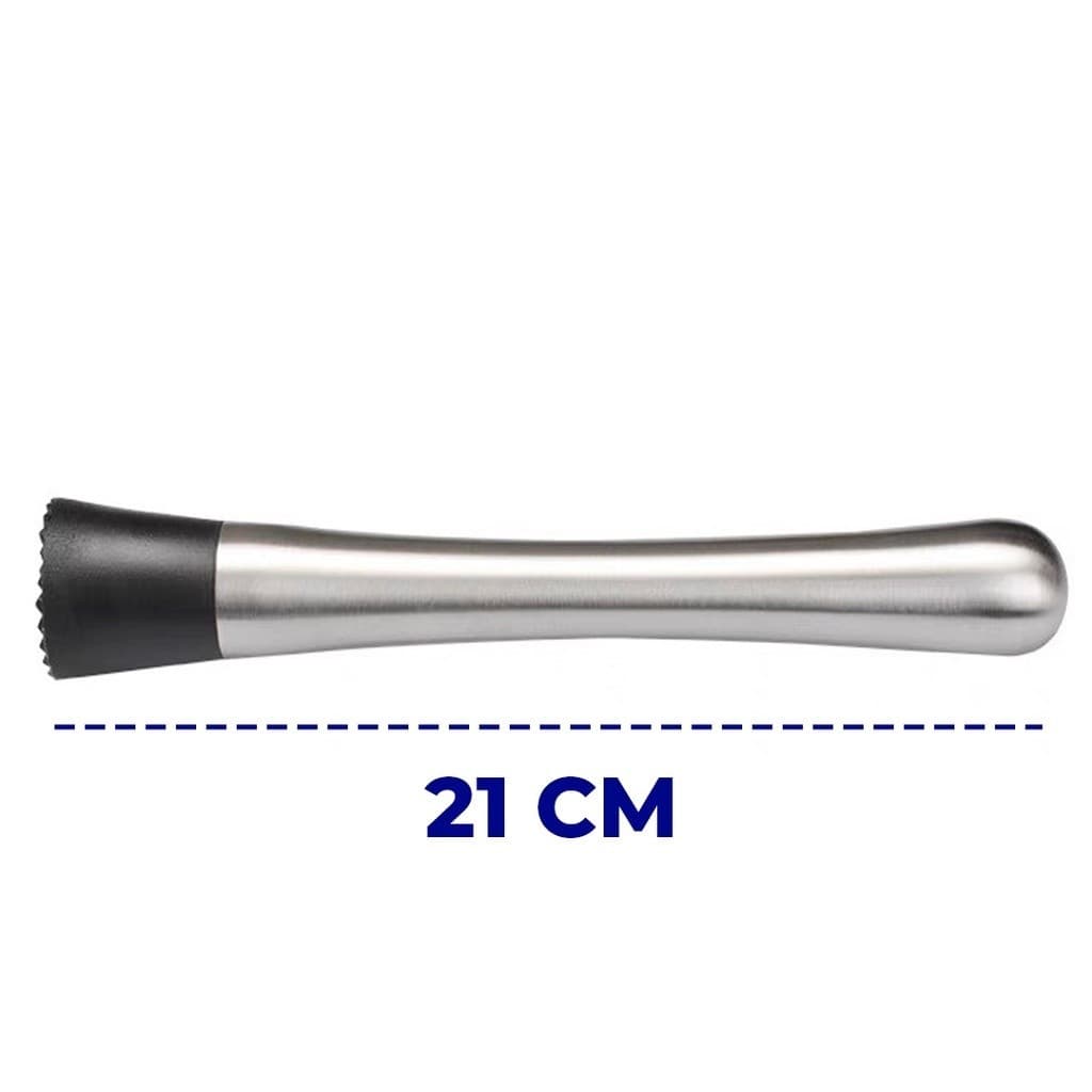 Socador de Gelo Gelos Medida 21x3cm Caipirinha e Frutas Feito de Inox e Plástico