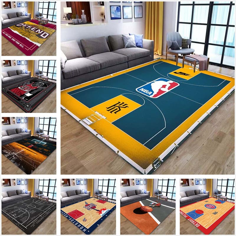 Tapete Impresso Em 3D Para Quadra De Basquete Do Atleta Com Logotipo Da NBA , Área De Corredor Sala De Estar Casa , Almo