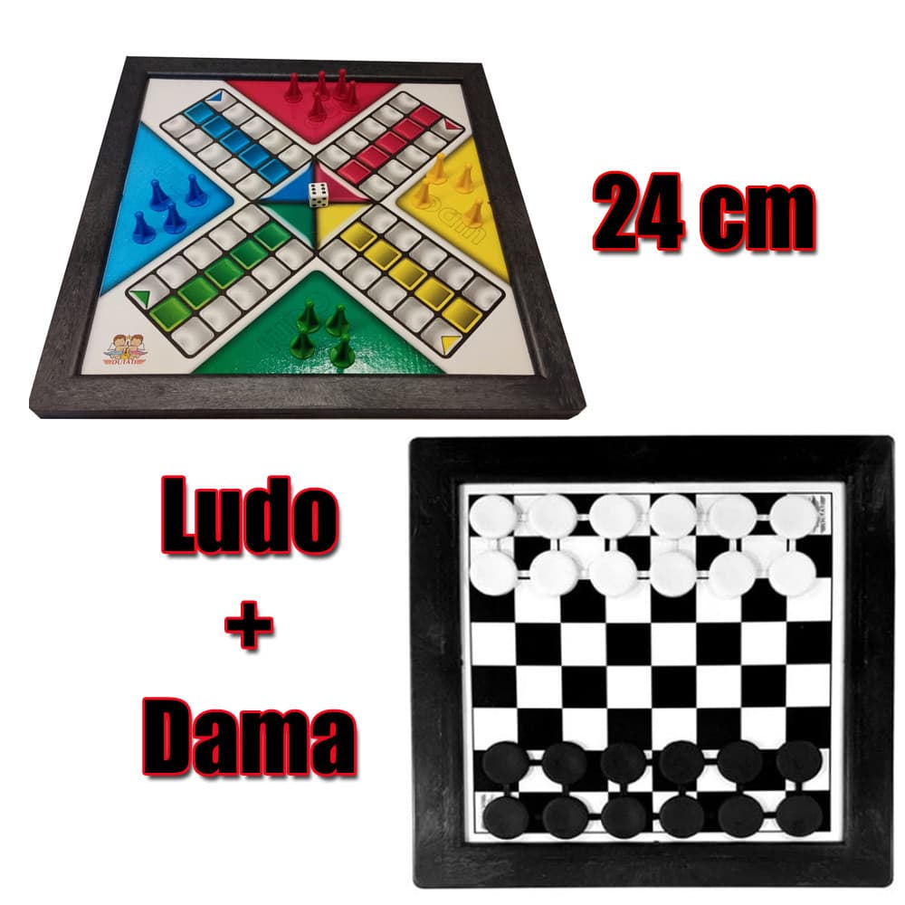 Dama + Ludo Trilha Sobe e Desce 24cm brinquedo infantil de estrategia para crianças