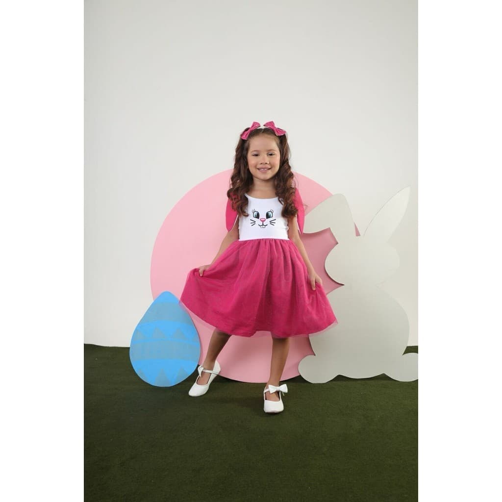 VESTIDO INFANTIL MENINA DE PASCOA TULLE