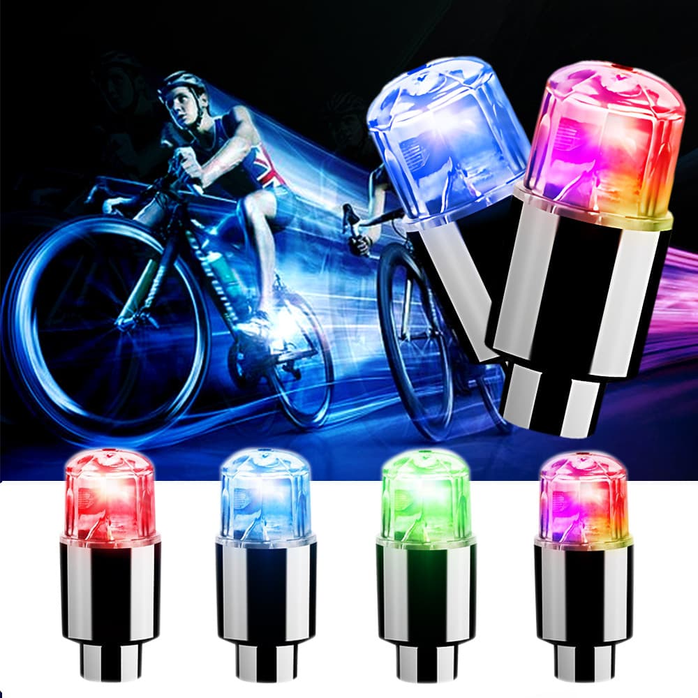 2/4Pcs Auto Wheel Tyre Tire Válvula Aérea Haste De Pneus Acessórios De Tampa De Luz LED Colorida Para Universal Bike Car Lâmpada De Motocicleta