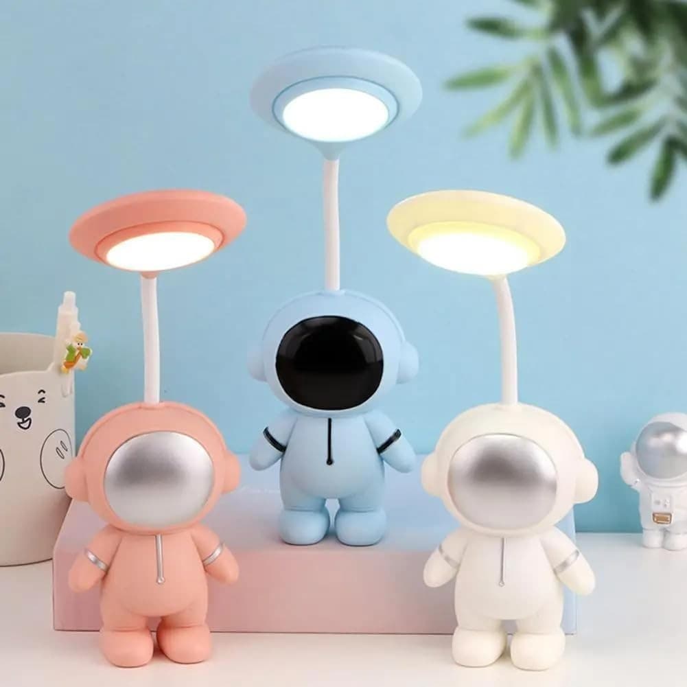 Luminária de Mesa Articulado Astronauta Abajur Luminária LED Recarregável USB