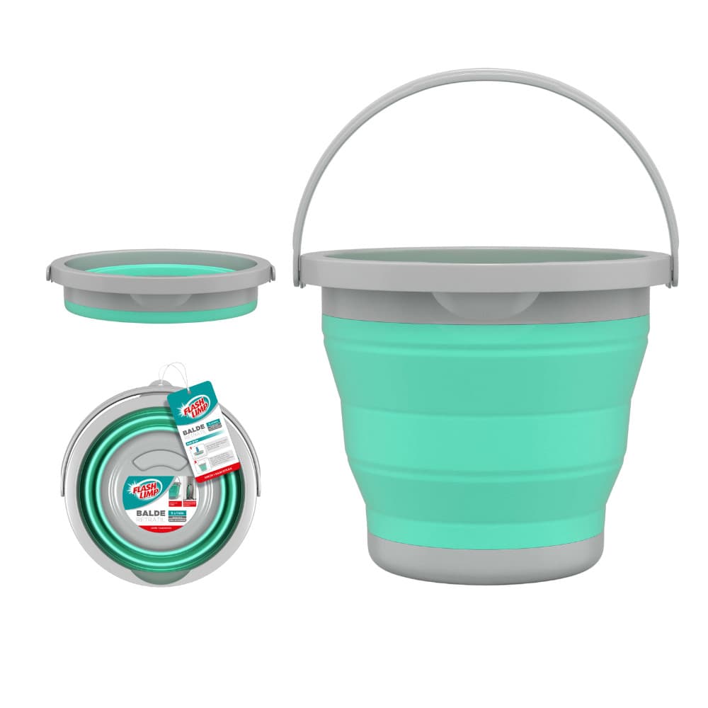 Balde Retrátil Dobrável Silicone 5 Litros Flashlimp
