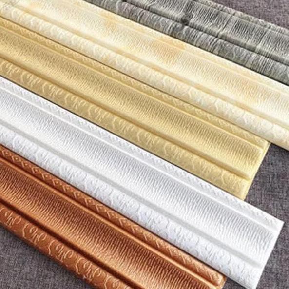 Adesivo de Parede 3D 2,3m x 5cm: Rodapé Decorativo, Vedação de Borda, Anti-Colisão e Impermeável