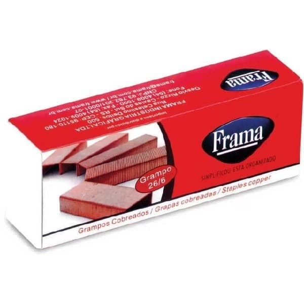 Grampo para grampeador 26/6 Cobreado 5000 Grampos - Frama
