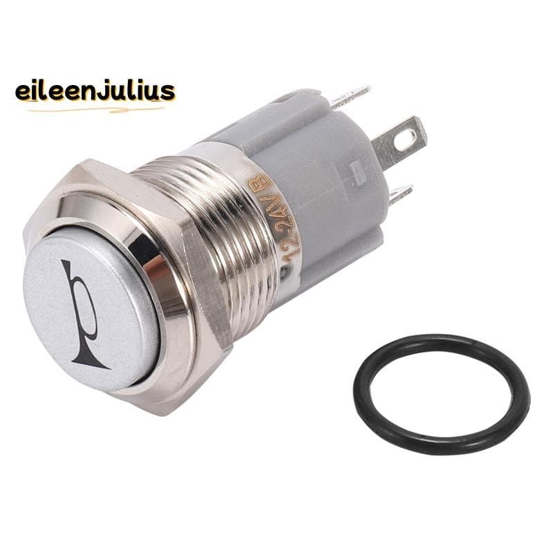 12V 16mm Luz LED Do Carro Botão De Buzina Momentary Horn Pressão De Metal Azul