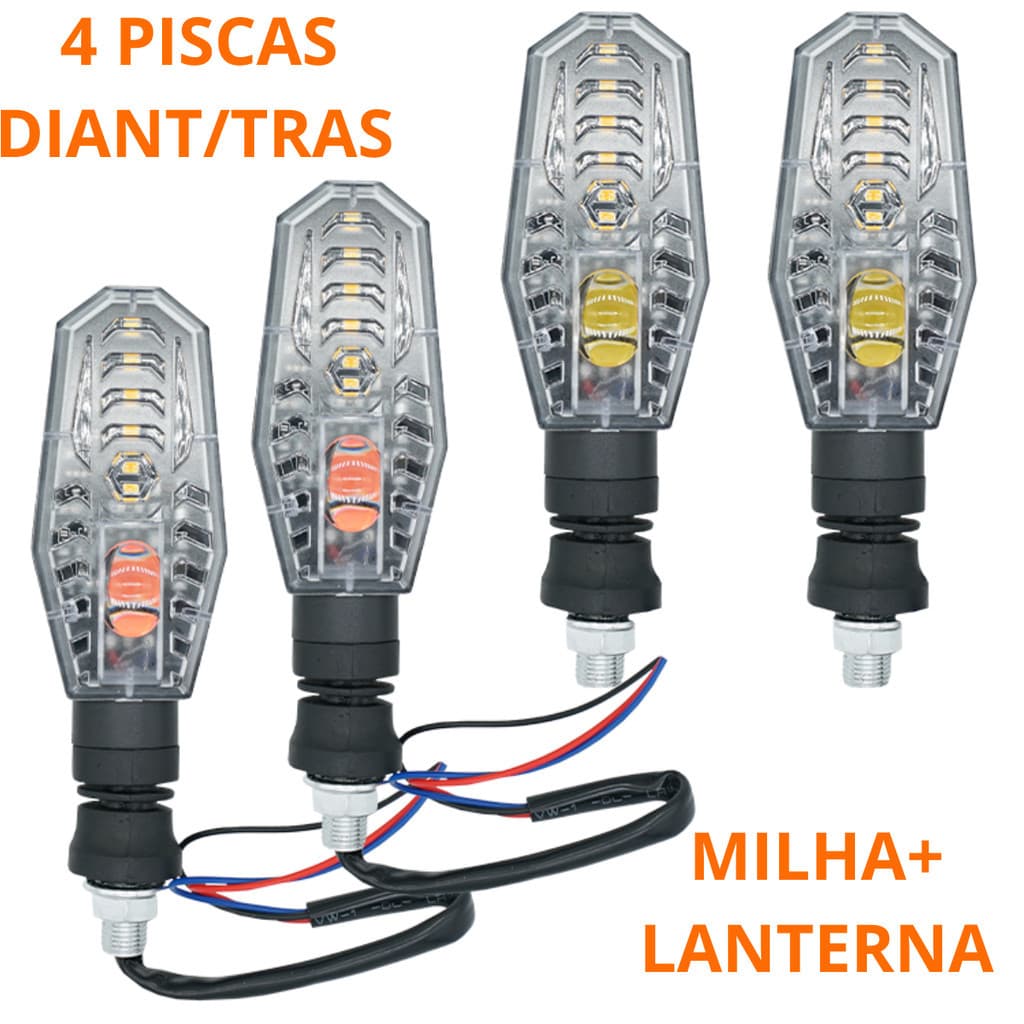 4 PISCAS MOTO SETAS DE LED SEQUENCIAL COM FAROL MILHA LUZ AUXILIAR E LANTERNA LUZ DE FREIO kit D/T
