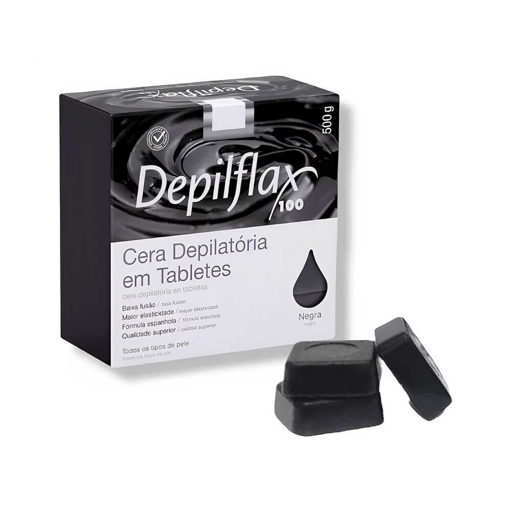 Kit c/ 2 Ceras Negra Depilação em Tablete Quente Depilatória Depilflax 500g