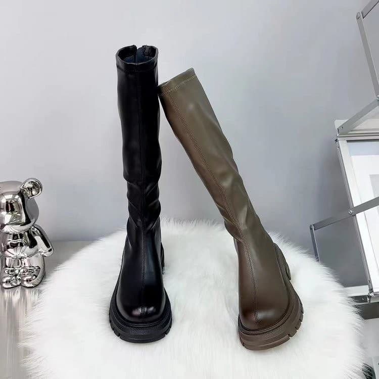 Botas longas de sola grossa Botas casuais para motociclista Botas de cano alto Botas para motocicleta