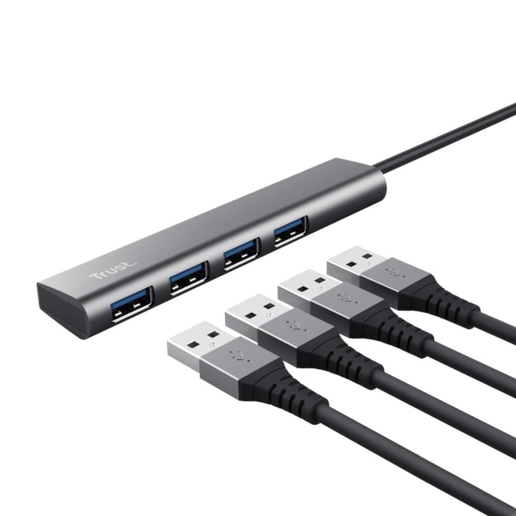 Hub USB-C Com 4 Portas USB Trust Halyx – Adaptador Compacto em Alumínio Premium