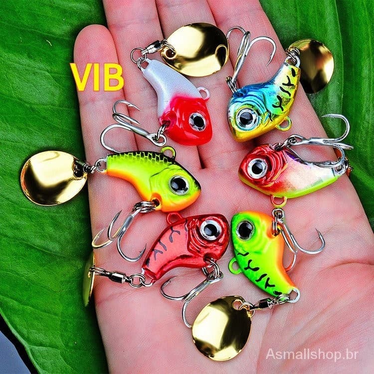 6pcs/1.9-3.3cm/5-20G Isca Metal Vib Vibração Vib lantejoulas Mar Pesca Isca de água doce Rotating Micro Vib Bait