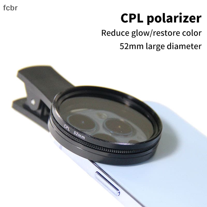 fcbr 37MM/52MM Filtro CPL Câmera Circular Preto Acessórios Universal Com Clipe Portátil Telefone Polarizador Lente Grand