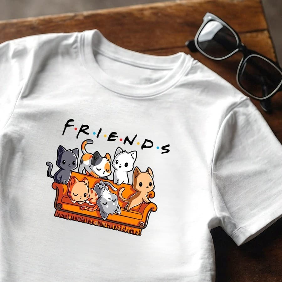 camisa Camiseta Fofa Gatinhos Sofa - Amigo Pet Gato Amigos  - 100% Algodão