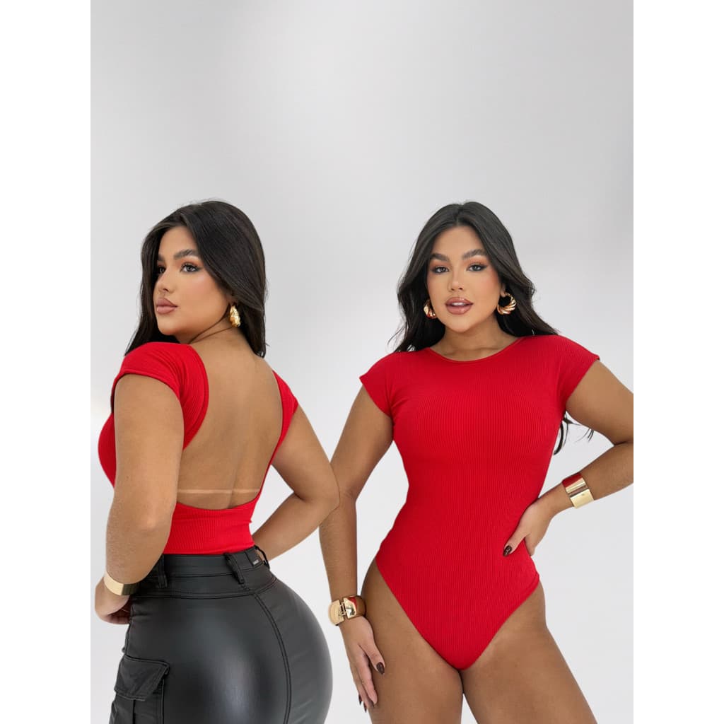 Body Feminino Costa Aberta Collant Decote Costa Básico Casual Dia Noite Blusa Manga Verão Carnaval