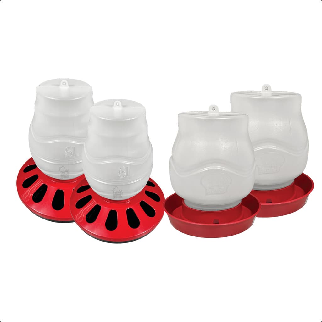 Kit 2 Comedouro 5L Aves 12 furos e 2 Bebedouro Rosca 1,25L