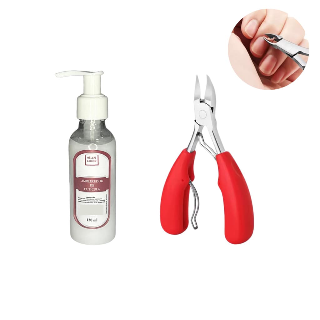 Creme Amolecedor Removedor Cutícula + Alicate Unhas Mãos Pés