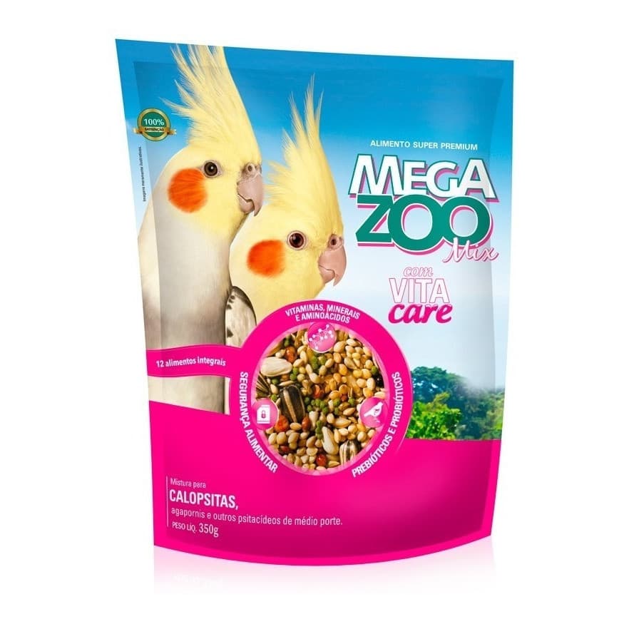 Ração Megazoo Mix Calopsita Tropical 500g Super Premium Nutrição e Saúde Para Pássaros