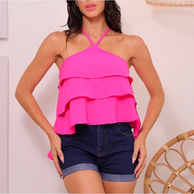 Feminina Blusinha Bata Babado Blusa