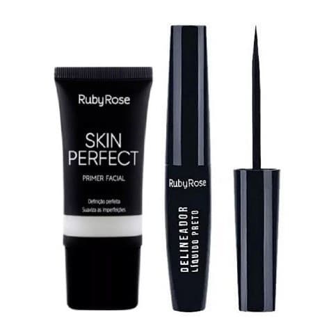 Kit Primer Facial Ruby Rose Skin Perfect HB8086+DELINEADOR LIQUIDO PRETO  RUBY ROSE HB8406