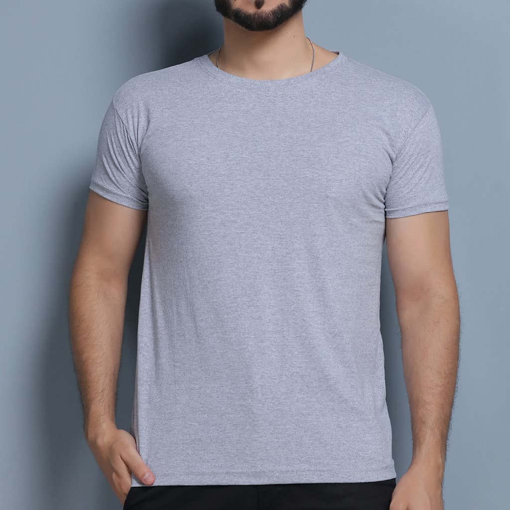 Camiseta Camisa Masculina Básica Algodão Cinza Para Uniforme e Dia Dia.