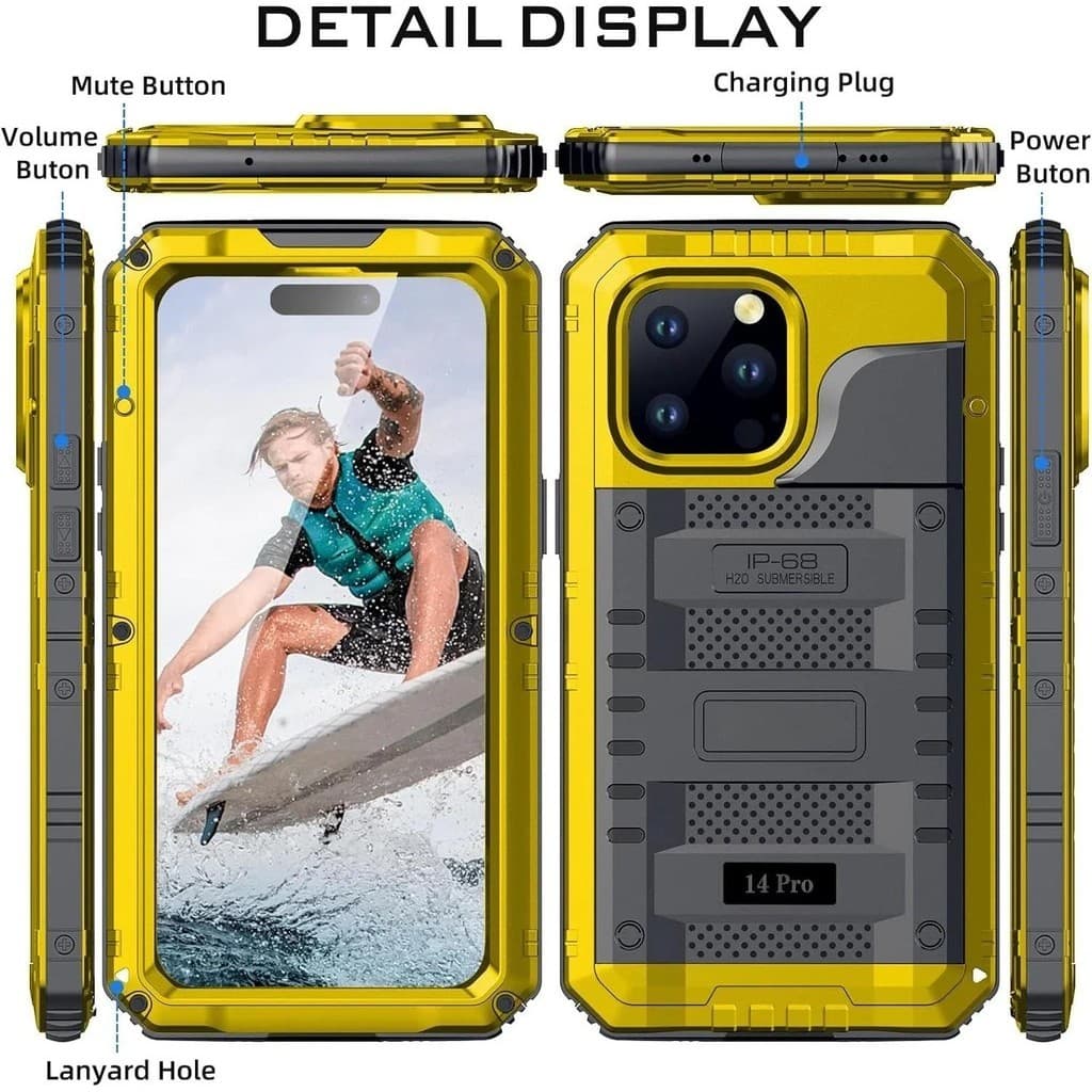 Para iPhone 17 16 15 14 13 12 11 Pro Max XS XR 8 7 6 Plus SE3 IP68 À Prova Dip68 Água Robusto Metal Armadura Caso De Cho