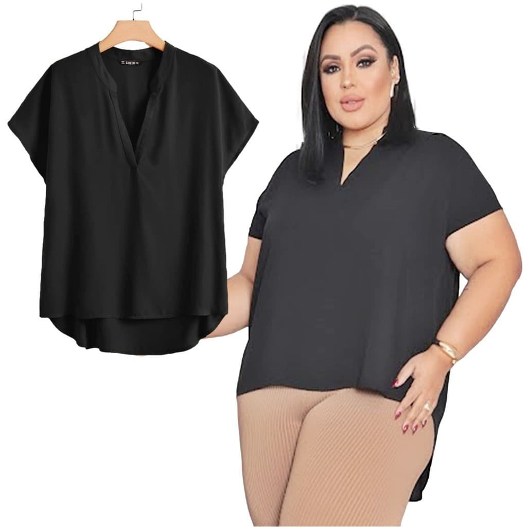 Blusa Evangelica Plus Size Elegante Moda Evangélica Soltinhas Gola V /Camisa Social  049
