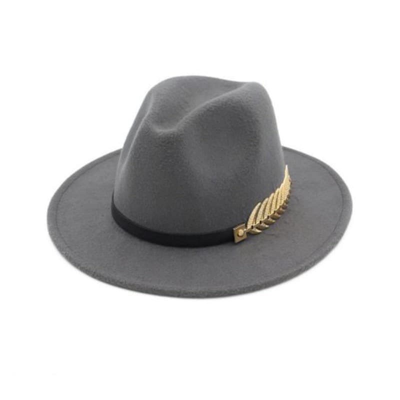 Chapéu Jazz Chic Leaf Belt Decoração Cavalheiros Feltro Real Banquete Fedora Headwear