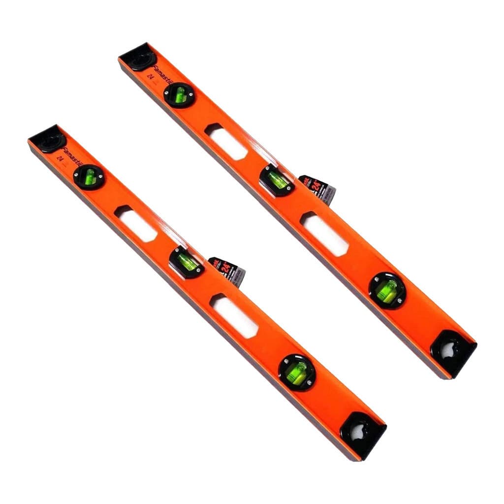Nível Alumínio Magnético Famastil 60cm 24" 3 Bolhas Kit com 2