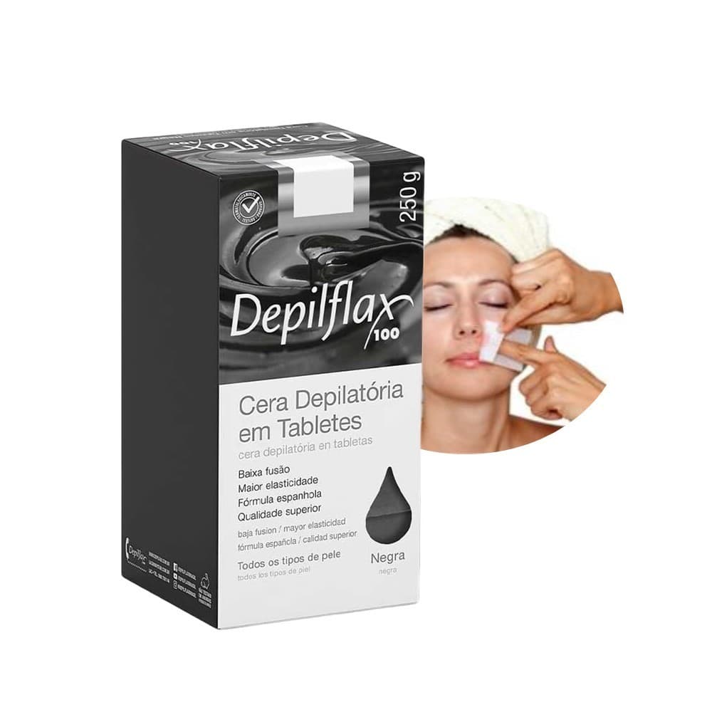 Kit 12 Ceras Negra para Depilação em Tablete Quente Depilatória Depilflax 250g