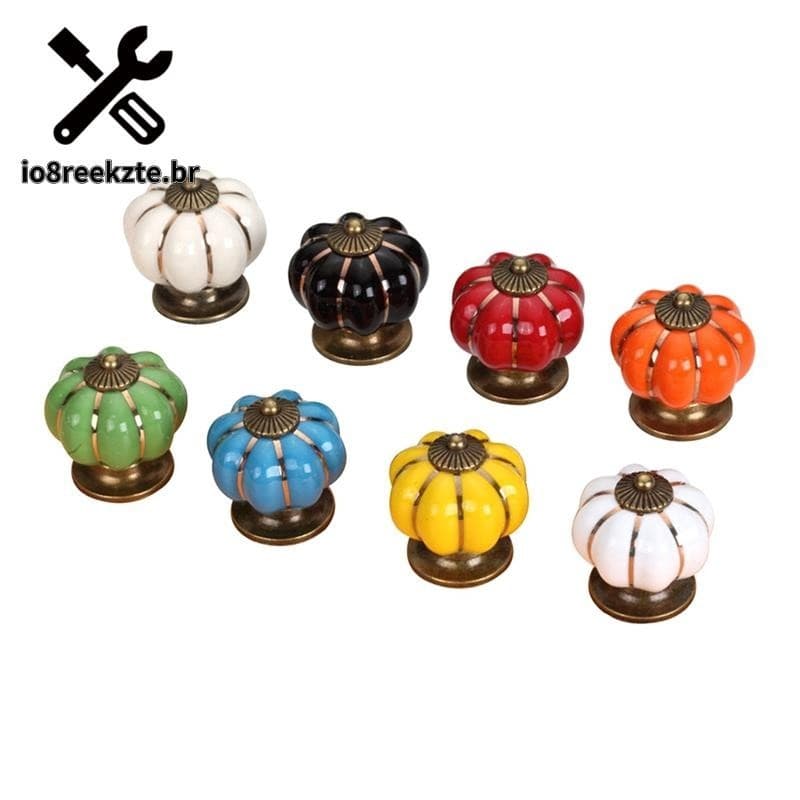 8pcs Puxadores De Cerâmica De Abóbora 38mm Gaveta Porta De Armário De Furo Simples