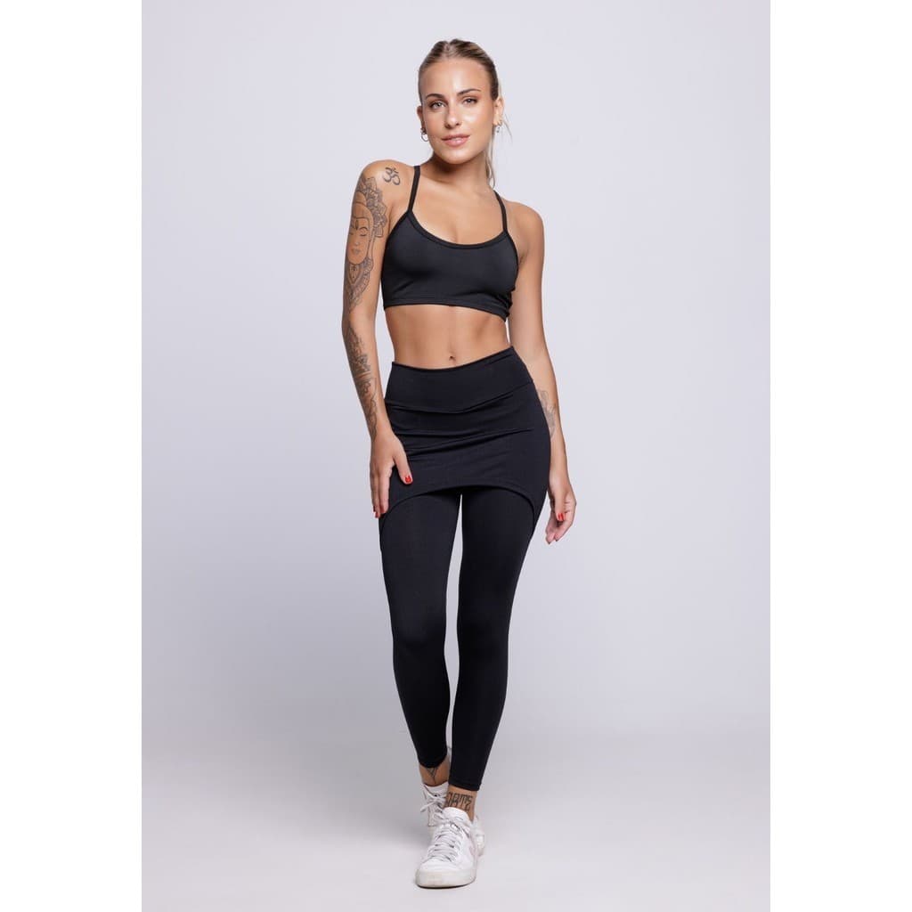 Conjunto Fitness Top Alça Fina E Calça Saia Suplex Academia