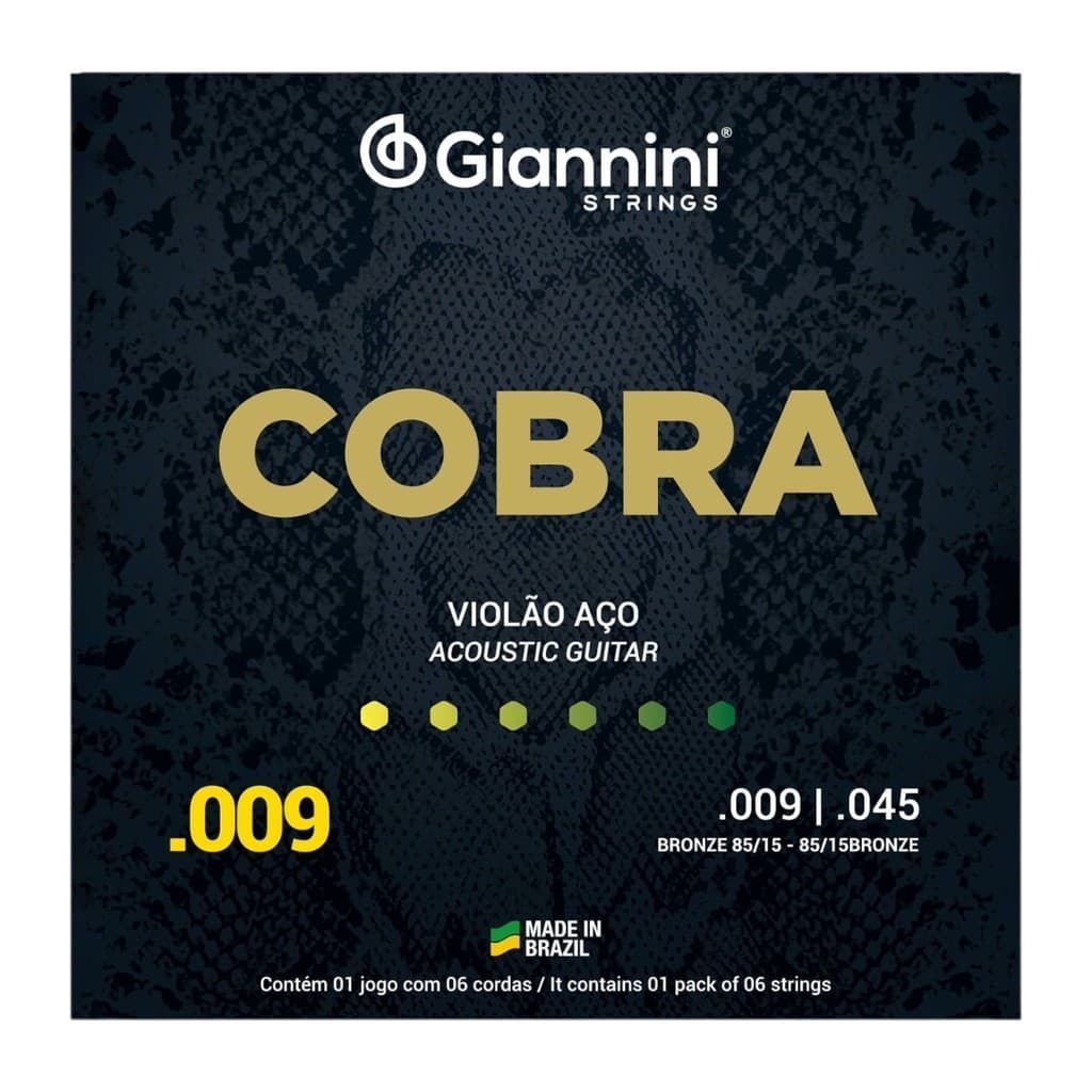 Jogo Cordas Encordoamento Violão Aço 009-045 Geewak Giannini