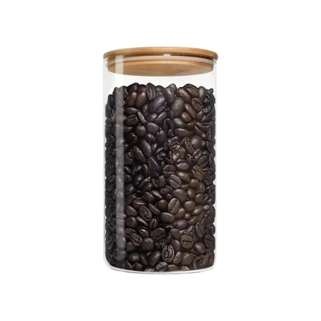 Pote Porta Condimentos Mantimentos Design Sofisticado Tampa De Bambu Hermético 1250ml