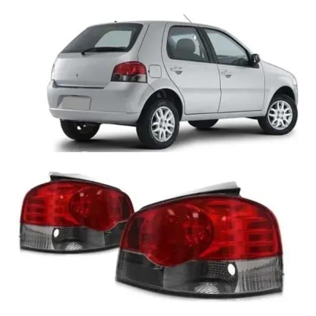 Par de Lanternas Traseiras Fiat Palio G4 2008 A 2011 Lisa Fume