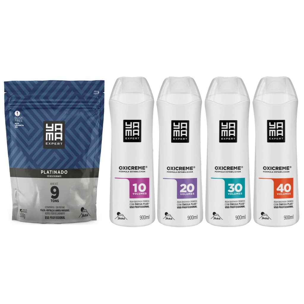 Pó Descolorante Platinado + Oxigenada 900ml Grande Profissional 8 Tons Yama 300g - Monte Seu Kit