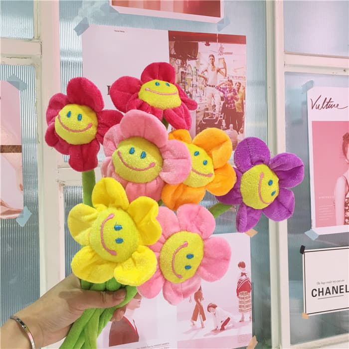 Flor Artificial Girassol Pelúcia Flexível Tieback Brinquedo Adorável Decoração Para Casa Meninas Presente Do Dia Dos Nam