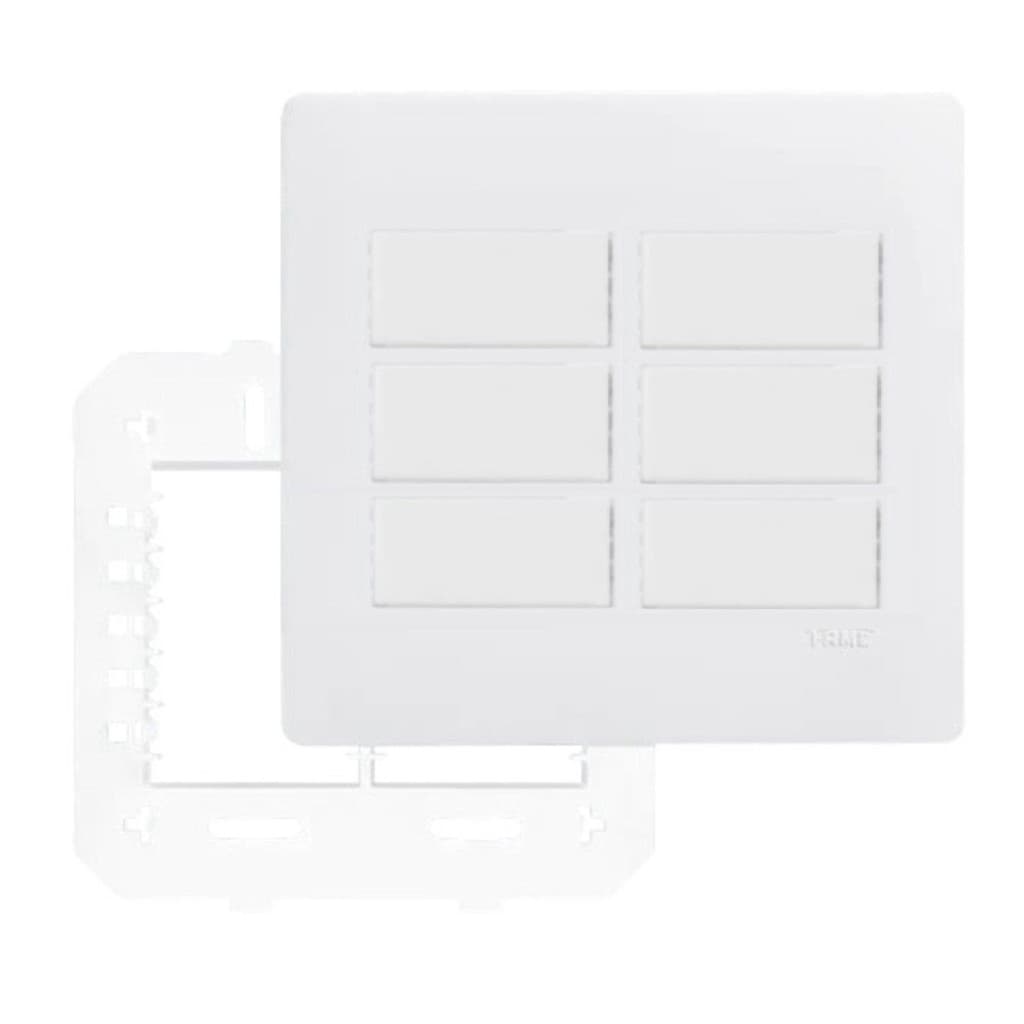 Conjunto 6 Interruptor Simples Com Suporte 4x4 Branco Fame