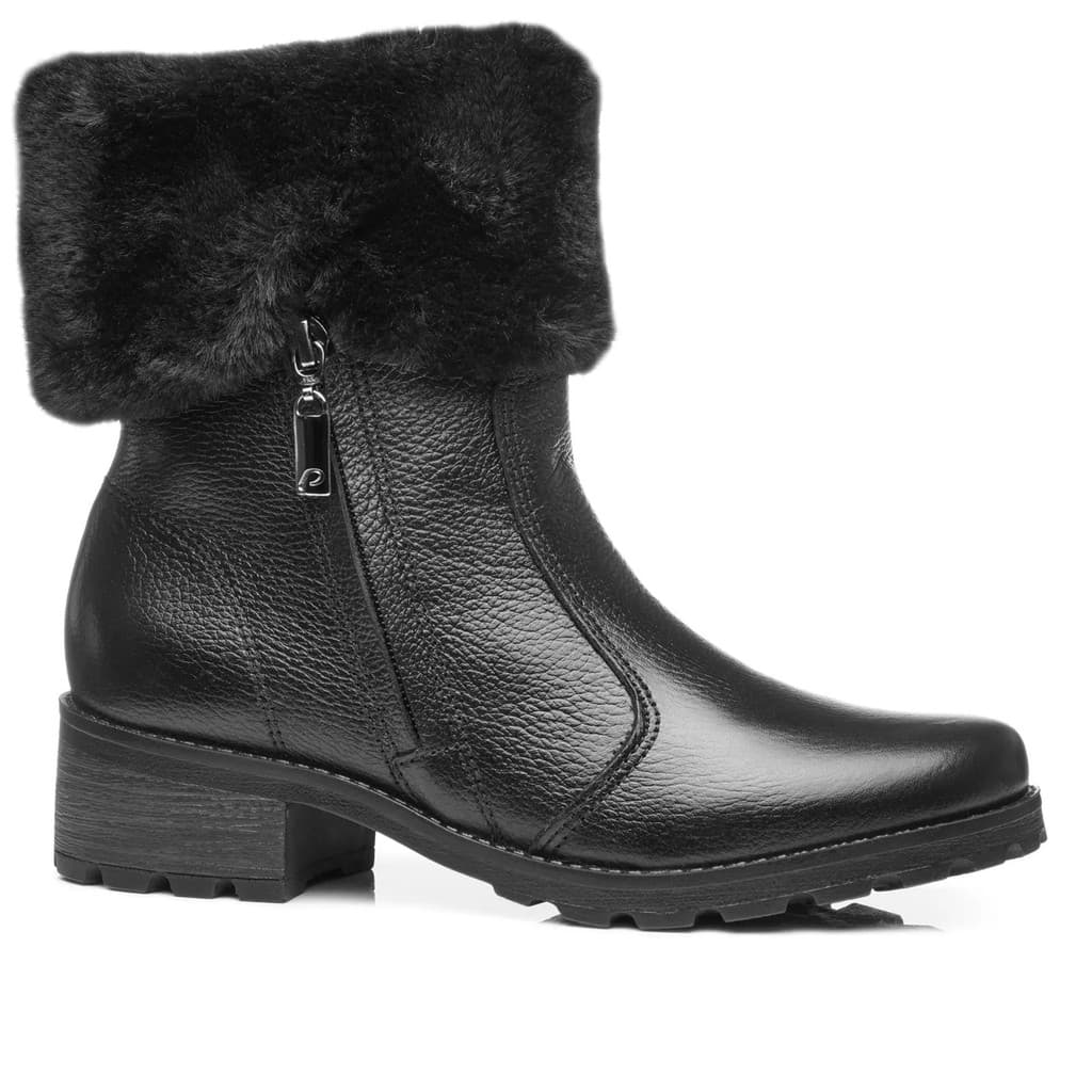 Bota Feminina Pegada Cano Curto Pelo Interno Couro 281495