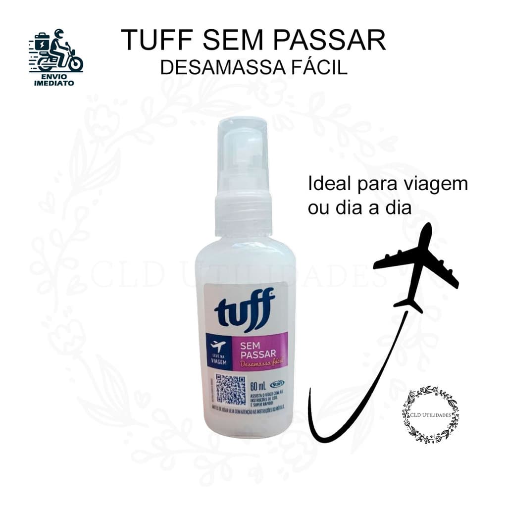 Tuff Sem Passar Para Viagem Desamassa Fácil Roupas Neutralizador de Odores 60ml