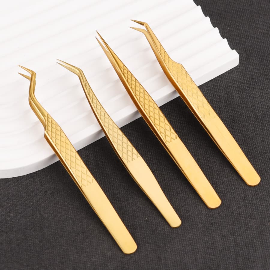 Pinça de Precisão Curva Reta Unhas Nail Art Extensão Cílios Profissional Pinça Inox Pronta Entrega