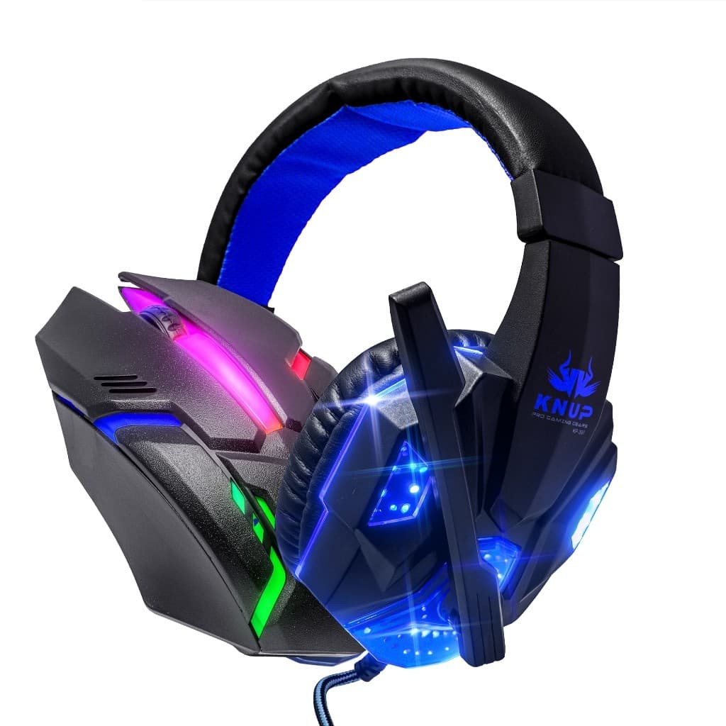 Fone Headset Gamer Led Rgb USB Mouse Gamer Rgb Com Fio 3200dpi PC Notebook PS4