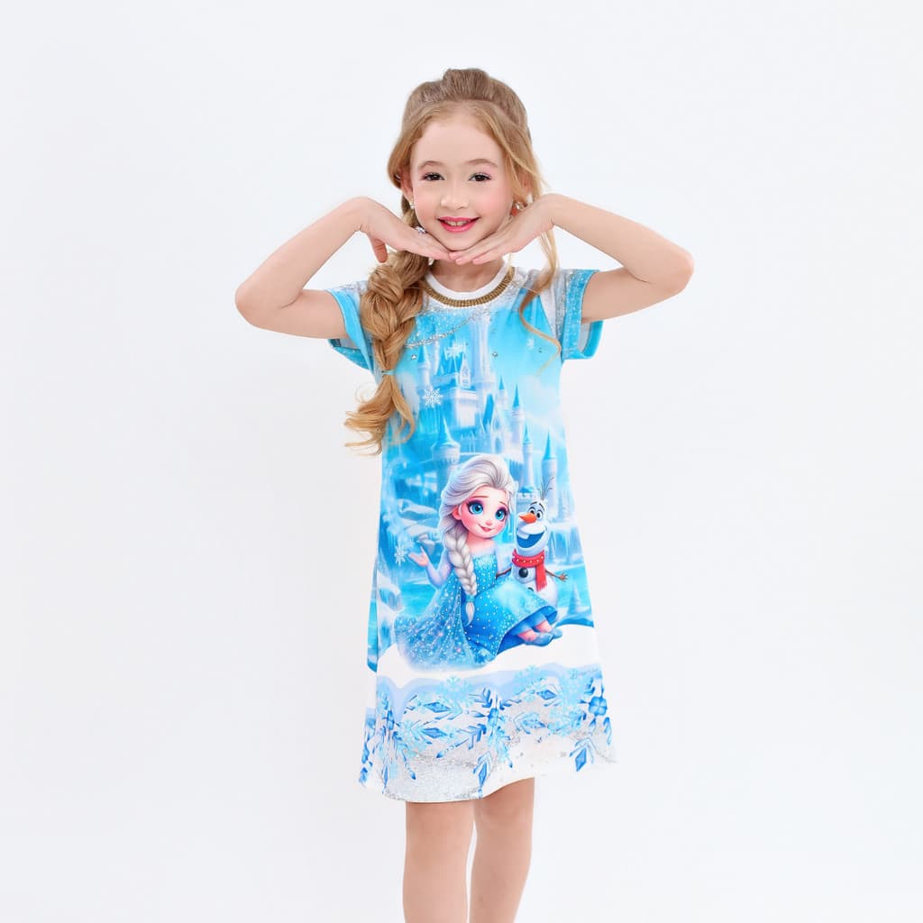 Vestido Infantil Frozen Strass