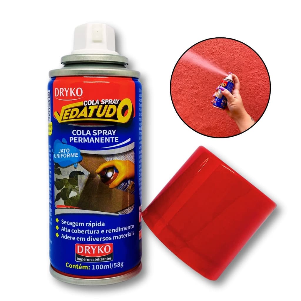 Cola Spray Permanente Papel De Parede Madeira Tecido 100ml Dryko Adesivo Artesanato Espuma Plástico