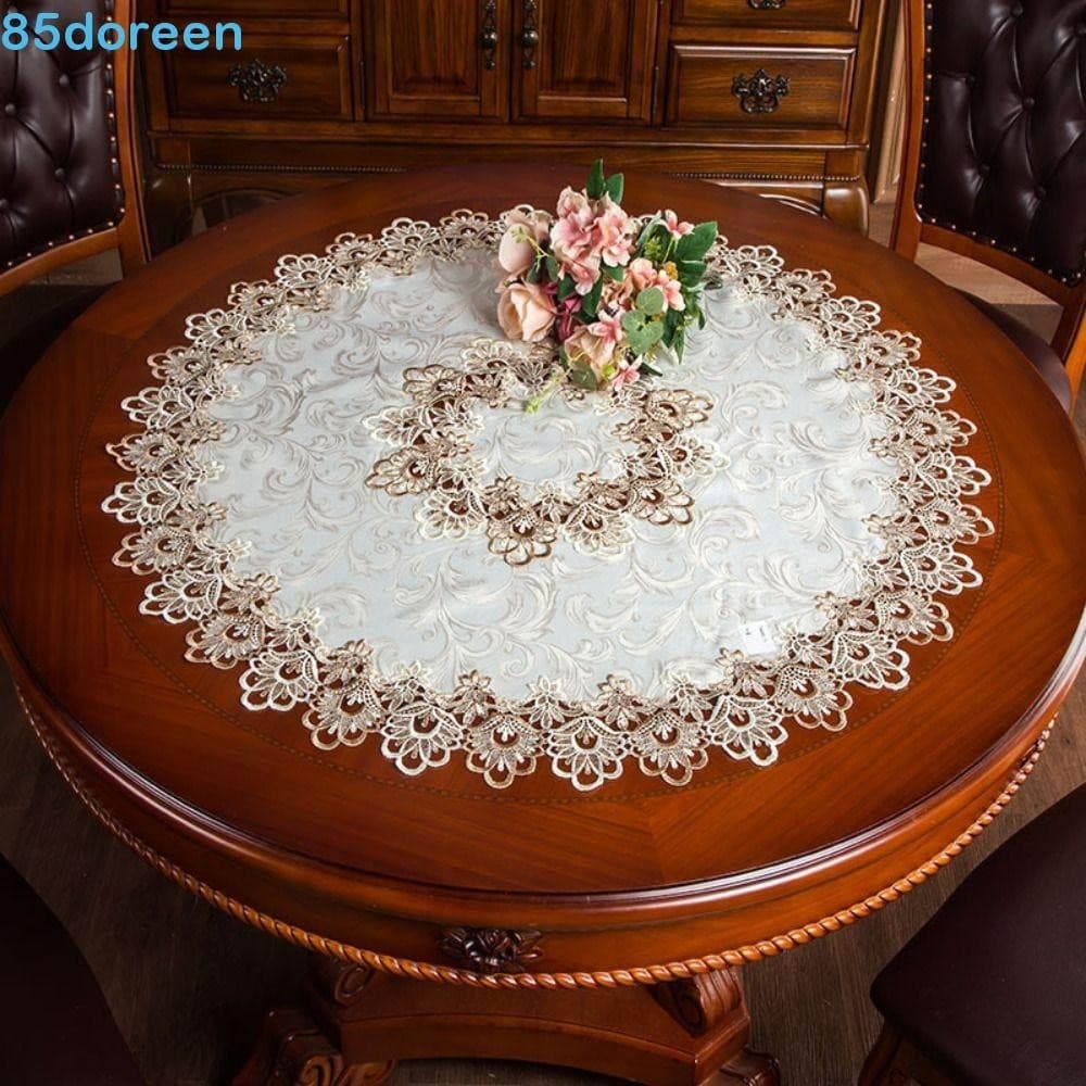 DOREEN1 Toalha De Mesa Redonda De Tecido De Renda Antivegetativo Moderno Banquete Decorativo Capa