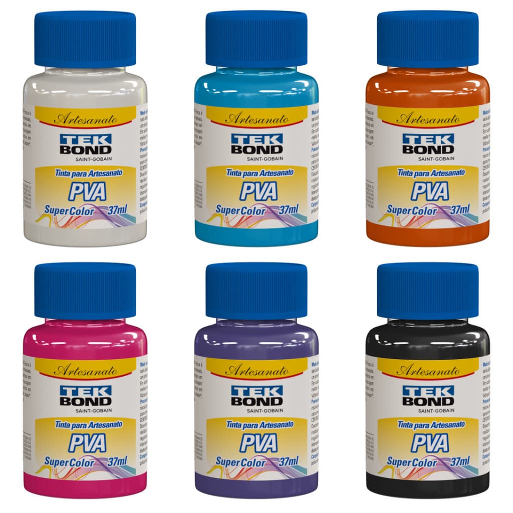 6x Tintas Pva Fosca P/ Artesanato 37ml (escolha as cores)