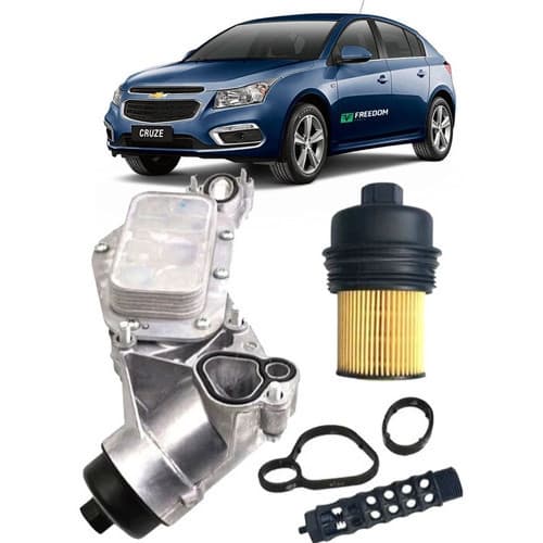 Radiador de Oleo Motor GM Cruze Tracker Sonic 1.6 1.8 16V.2011 a 2016 C/SUPORTE Filtro Oleo Motor Novo