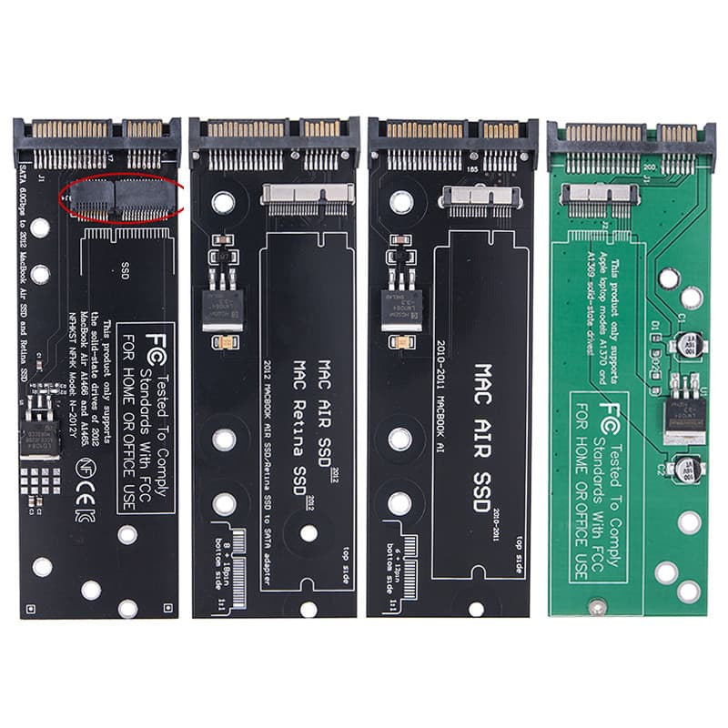 SSD para SATA Placa Conversor de Cartão para Apple 2010 2011 2012 para MacBook Air 6 12pin PRO RETINA 7 17pin SSD para SATA 22pin Adaptador